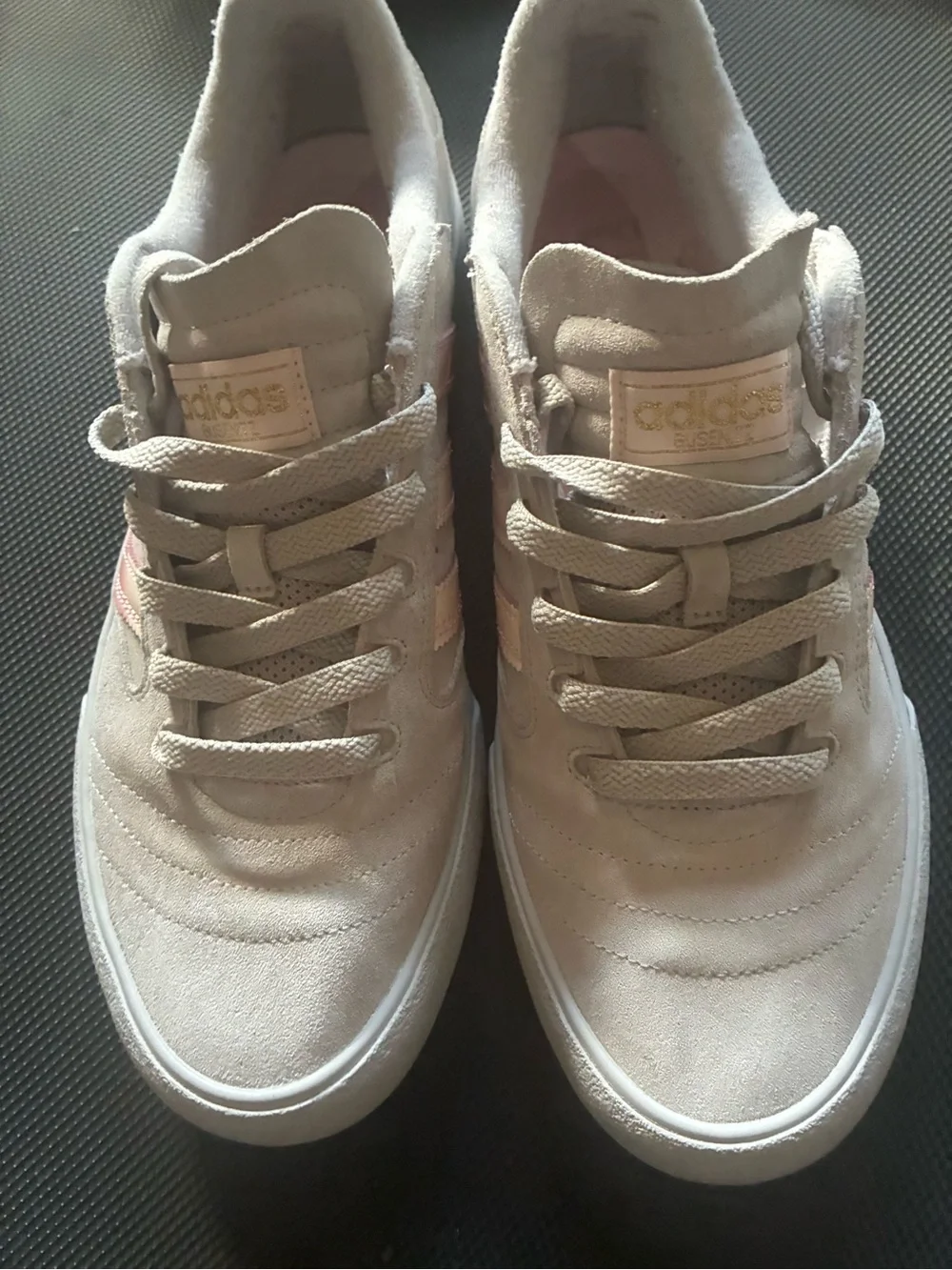 Dime x Beige Suede Skate Sneaker with Pink Stripe